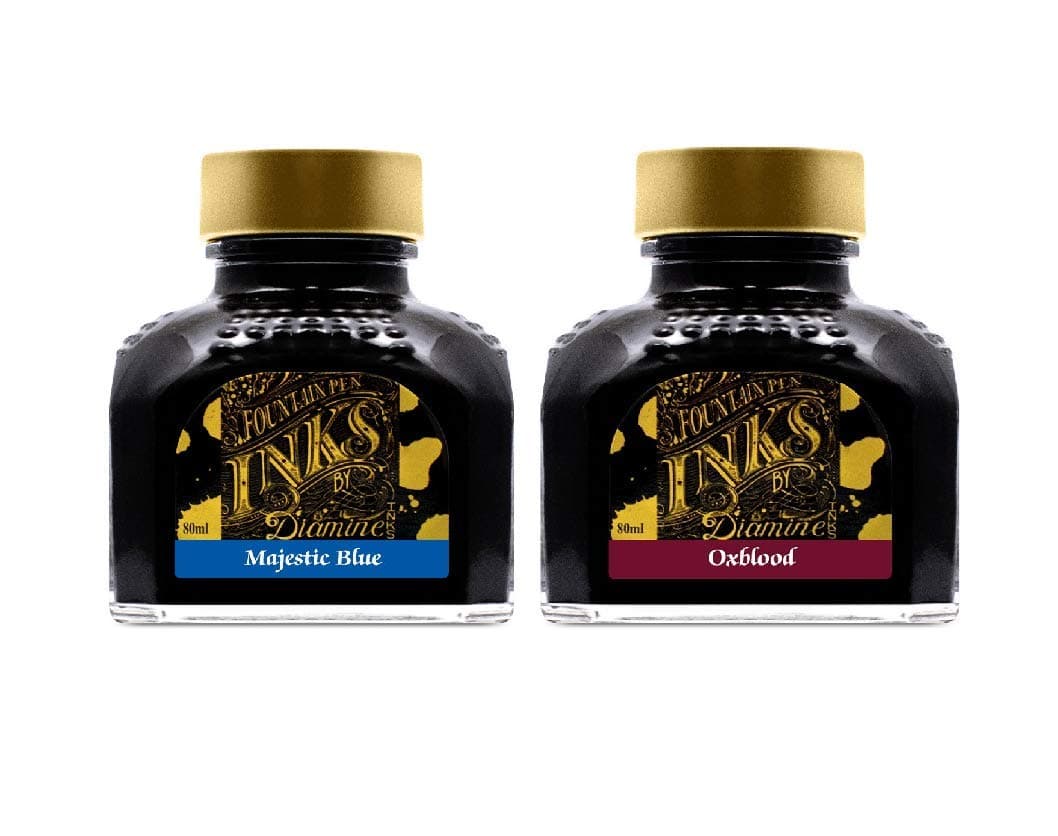 Diamine 80ml Fountain Pen Ink 2 Pack Oxblood Majestic Blue