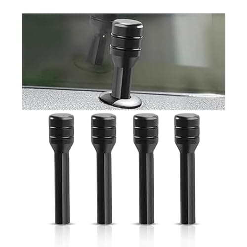 4PCS Car Door Lock Knobs, 1.96×0.47 Inch Door Lift Bolt Auto Inner Door Pull Pins, Aluminum Alloy Door Lock Cover Decor, Universal Car Accessories for Most Cars, Trucks (Black)