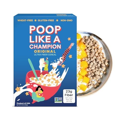 Poop Like A Champion Ultra High Fiber Cereal Non GMO Fiber Supplement Corn Bran Breakfast Essentials with Soluble Fiber Insoluble Fiber Psyllium Husk Powder
