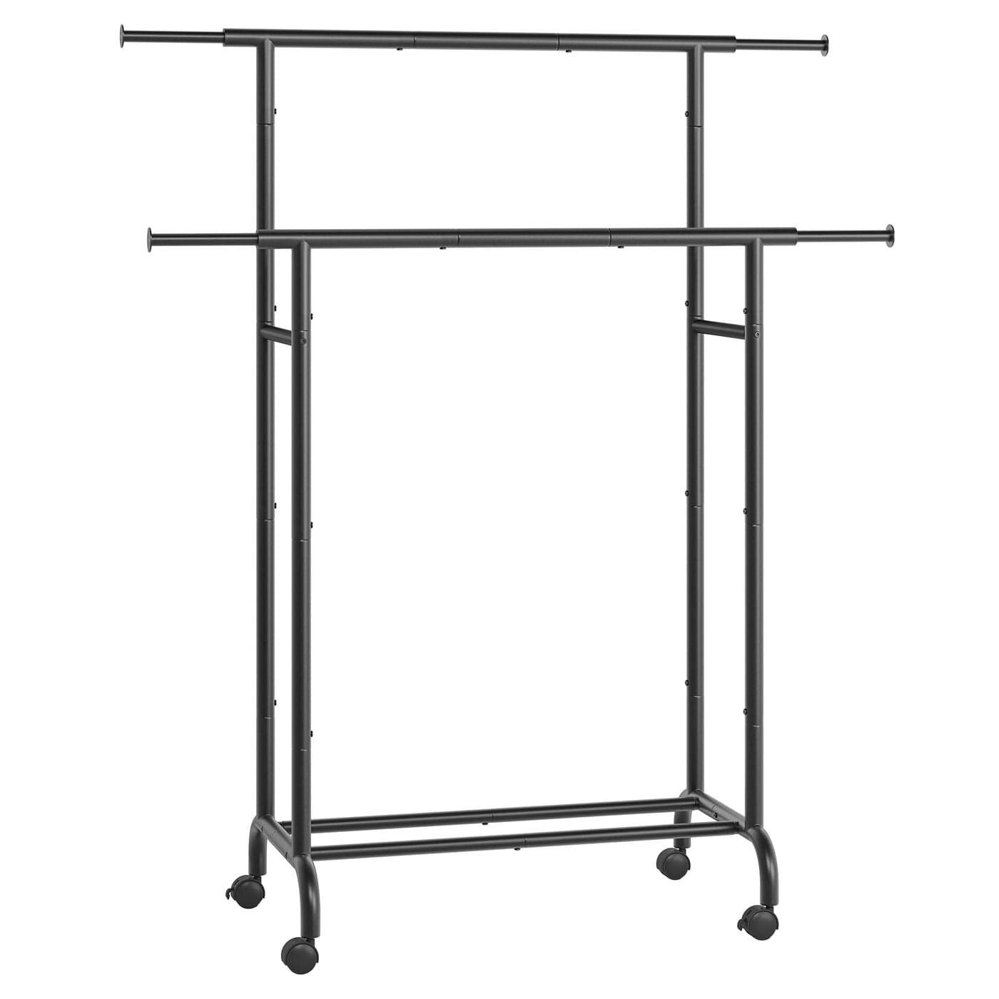 SONGMICS Clothes Rail Double Clothes Rack on Wheels Extendable Garment Rack HeavyDuty Metal Frame 80 kg Total Max Load 83120 cm Wide Ink Black HSR133B01
