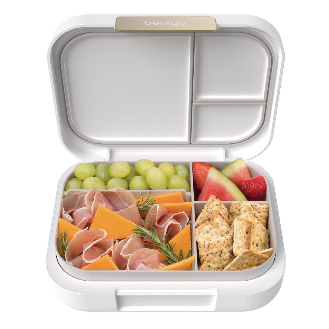 Bentgo Modern - Leak-Resistant Bento Lunch Box For Adults, Teens, & Larger Appetites; Reusable BPA-Free Meal Prep Container with 3 or 4 Compartments, Dishwasher/Microwave Safe; 44oz (White)