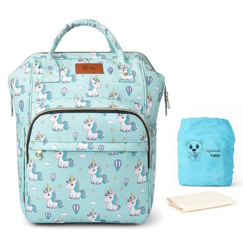 Lifelong Cuppy Baby Travel Diaper Bag for New Mom | Large Diaper Mothers Backpack | Waterproof, Stylish & Spacious | 15 Pockets | Rain Cover | Changing Mat (Green, LLCMBD12)