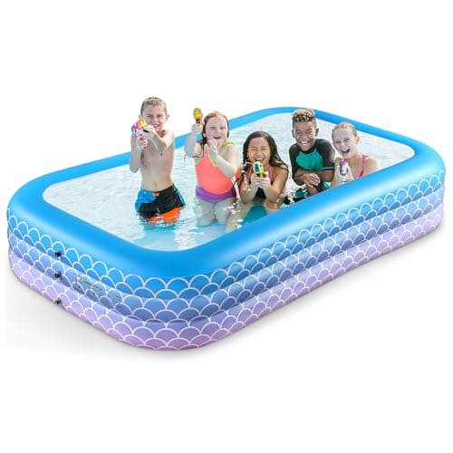 Sunrio 2025 Upgrade Inflatable Pool for Kids and Adults1207222 FullSized Inflatable Swimming Pool Leakproof Blow Up Above Ground for Backyard Outdoor Garden Summer Water Party Blue