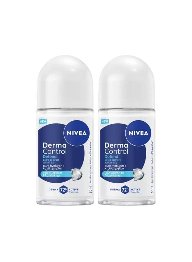 Nivea Derma Control Roll On Defend Extra Comfort With Pure Hyaluron- 2X50ml