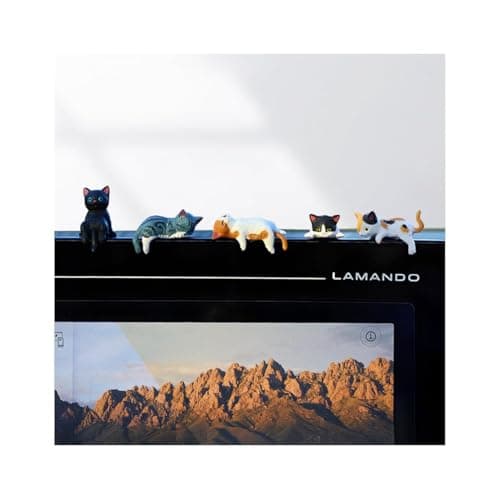 FALVFUN Cute Mini Car Cat Ornament, 5PCS Funny Vehicle Rear View Mirror & Dashboard Figurines Decoration, Automotive Interior Decor Accessories, Universal for SUV Sedan Truck