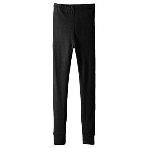 100% Merino Wool Kids Base Layer Midweight Bottoms - Warm Thermal Pants - Black - Medium