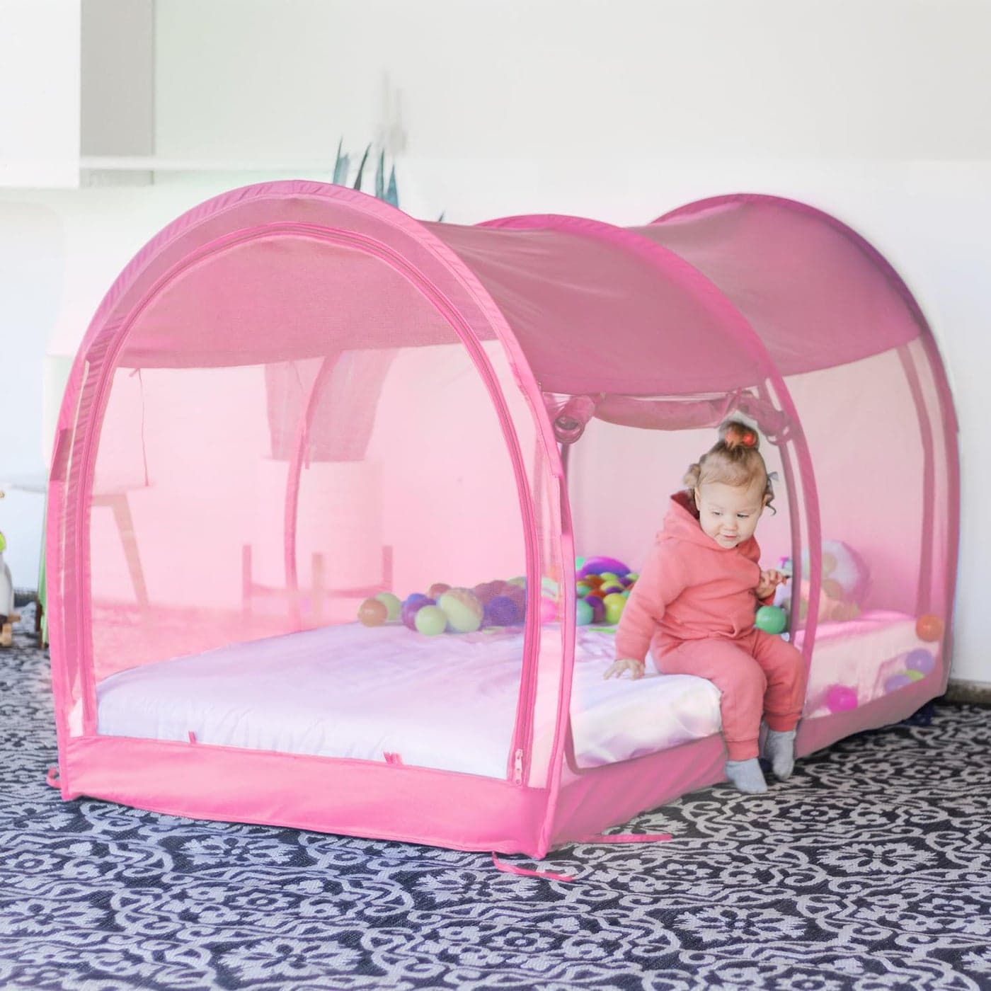 LEEDOR Mosquito Net Bed Tent Canopy Indoor Tent Privacy Bed Fort Dream Tent for Kids or Adult Pink Twin 75 X 39 X 47H Mattress Not Included
