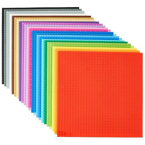 Strictly Briks Stackable Baseplates 24 Pack 10x10 32x32 Studs Compatible with Lego for Building City Scenes Foundation Displays Bricks on Play Table Kids Easter Gift Rainbow