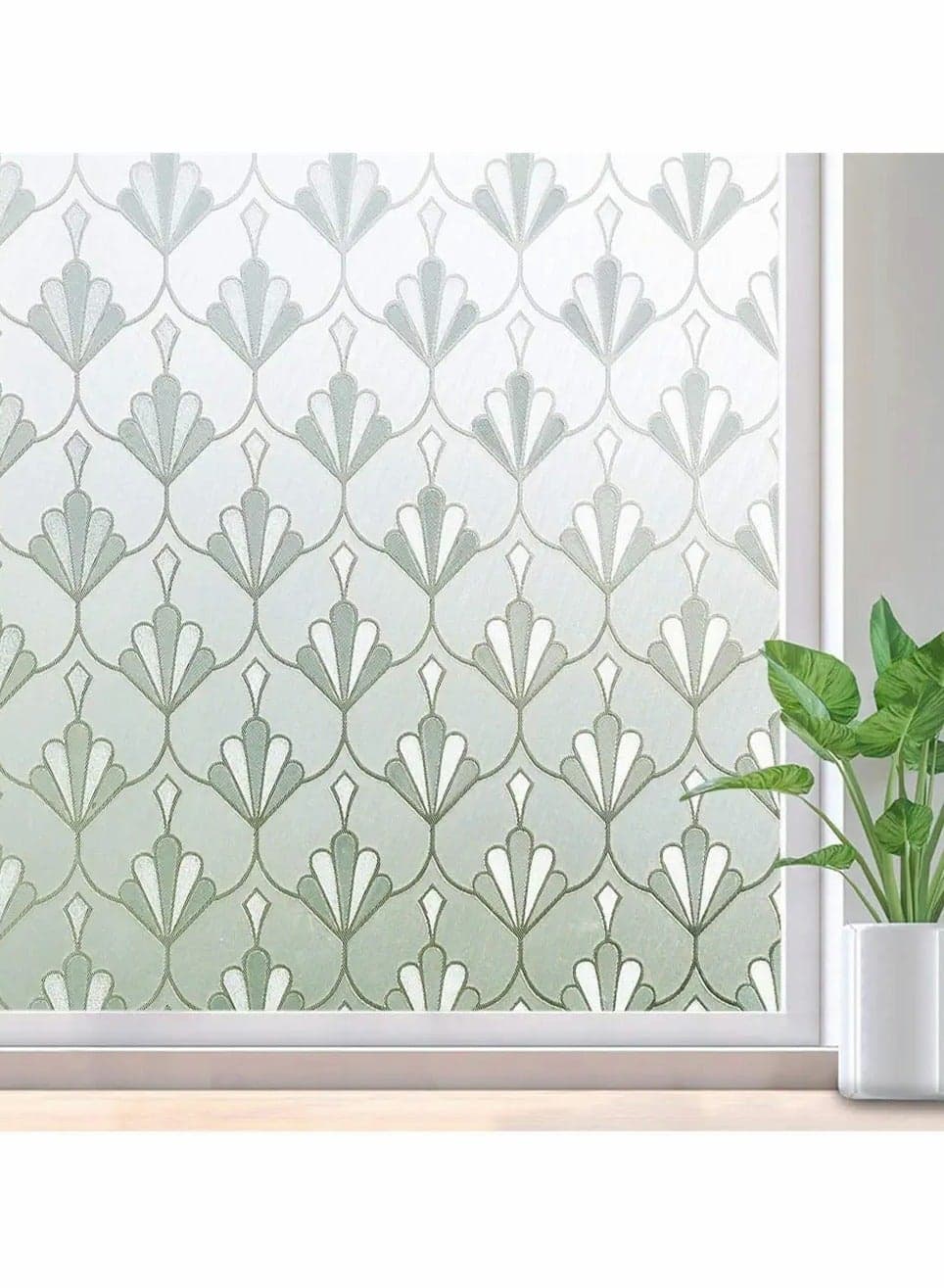 Privacy Window Film, Non Adhesive Frosted Glass Film Sun Blocking Sticker Self Static Cling Decorative for Home Kitchen Living Room, Removable, Reusable, Anti UV (15.7 x 78.7 Inch)