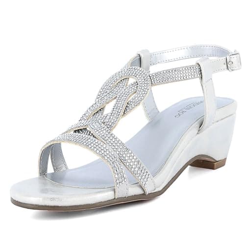 LONDON FOG Womens Macey Demi-Wedge Dress Sandals Silver 10 M US