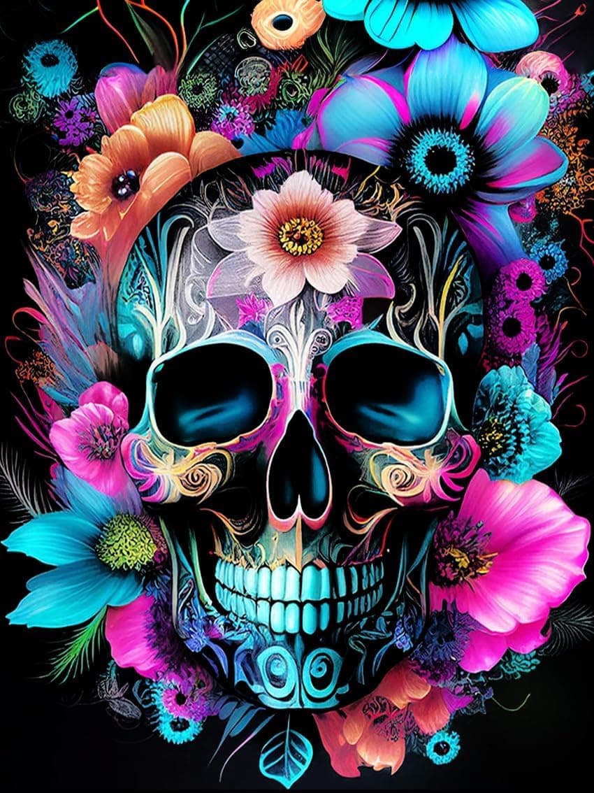 cdsnxore Skull Flower Diamond Painting Kits for AdultsDiamond Art Kits Diamond Art Craft for Home Wall Decor 12x16inch Wonderland 183