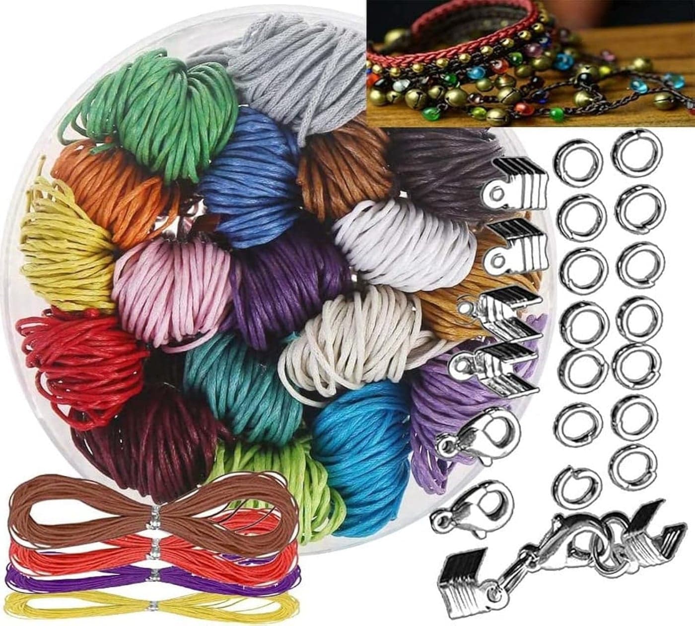 DIY Crafts 24 Mtr Kit, Mix, Colors 1-30 Yards Waxed Polyester Cord Thread Beading String for Bracelet Necklace Jewelry Making Macrame Supplies Lobster (24 Mtr Kit, Mix)