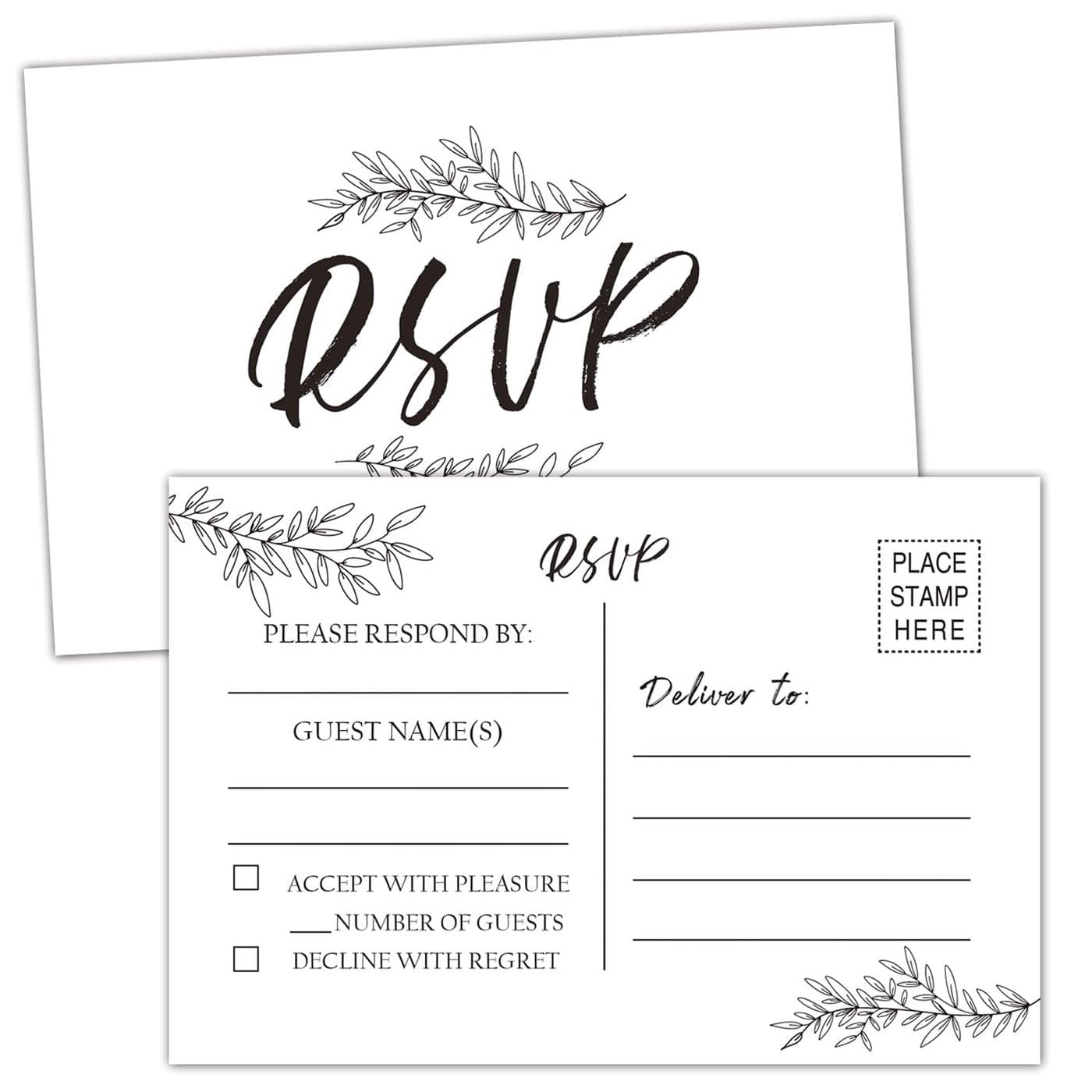 EKSPLODI 50 RSVP Cards Response Cards for Wedding Rehearsal Dinner Baby Bridal Showers Birthdays Engagements Bachelorette Parties