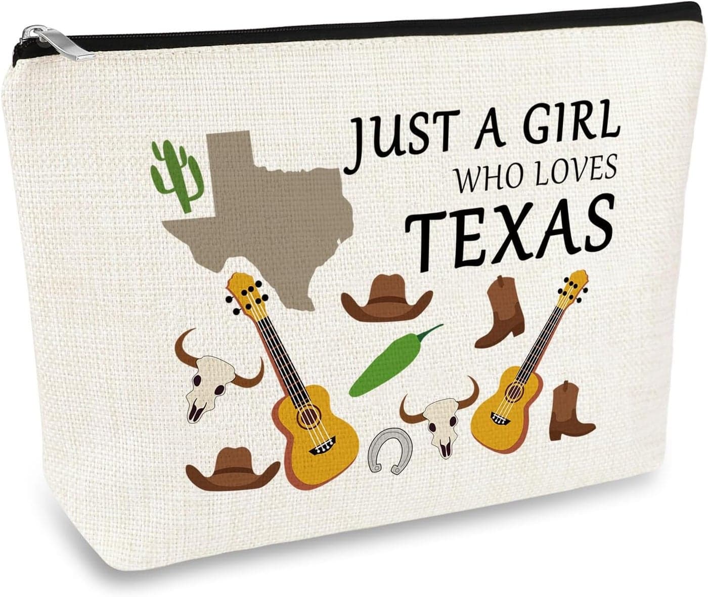 Texas Gift Makeup Bag Long Distance Relationships Gift Cosmetic Bag Texas Travel Themed State Decor Makeup Zipper Pouch Birthday Christmas Graduation Travel Present for Girls Women Sister Daughter