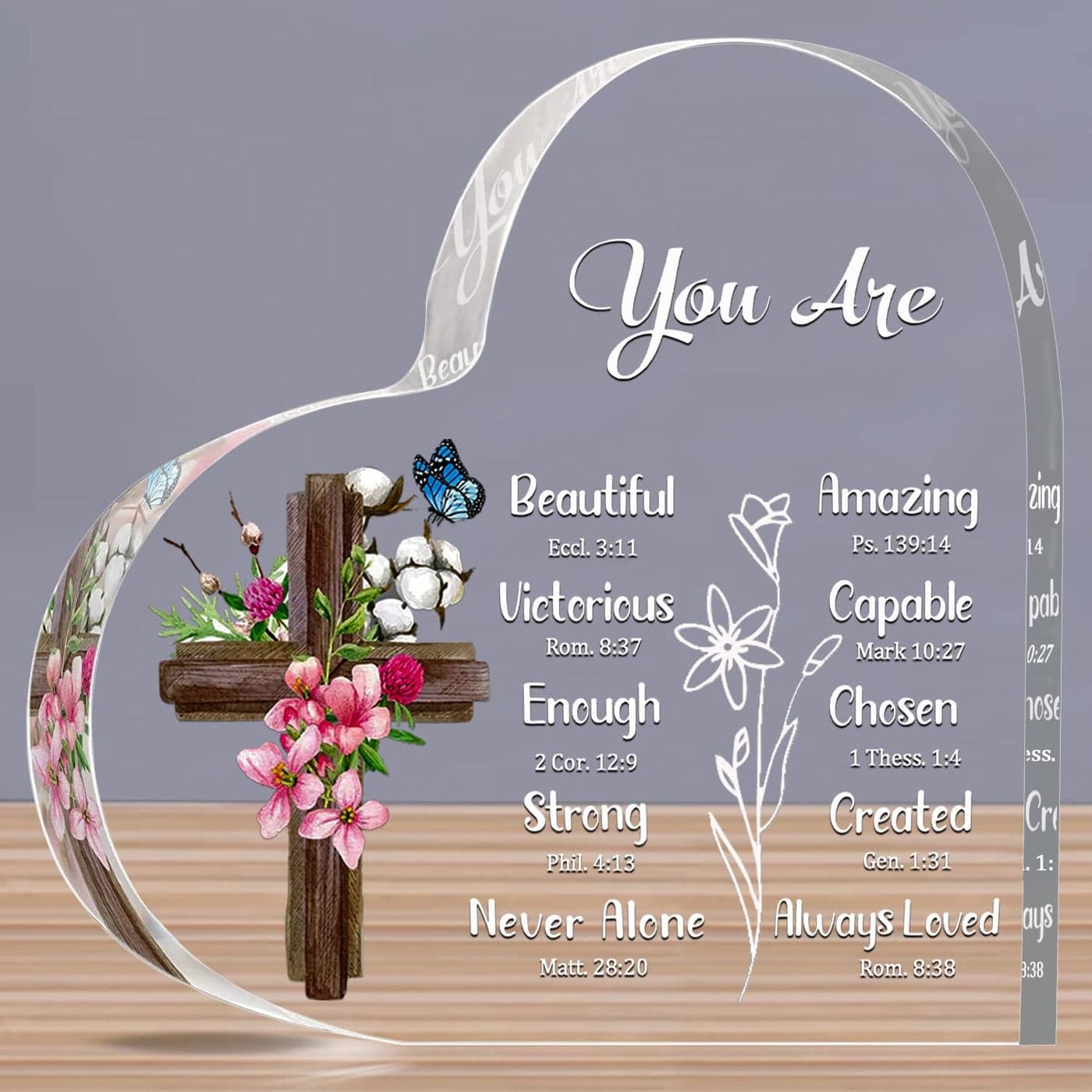 Inspirational ChristianGifts Religious Bible Verse and Encouragement Spiritual Gifts for Women Mom Friend SisterAcrylic Hearts Plaques