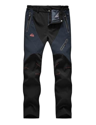 TBMPOY Women's Ski Windproof Waterproof Snow Pants Outdoor Hiking Fleece Lined Softshell Pants Black L