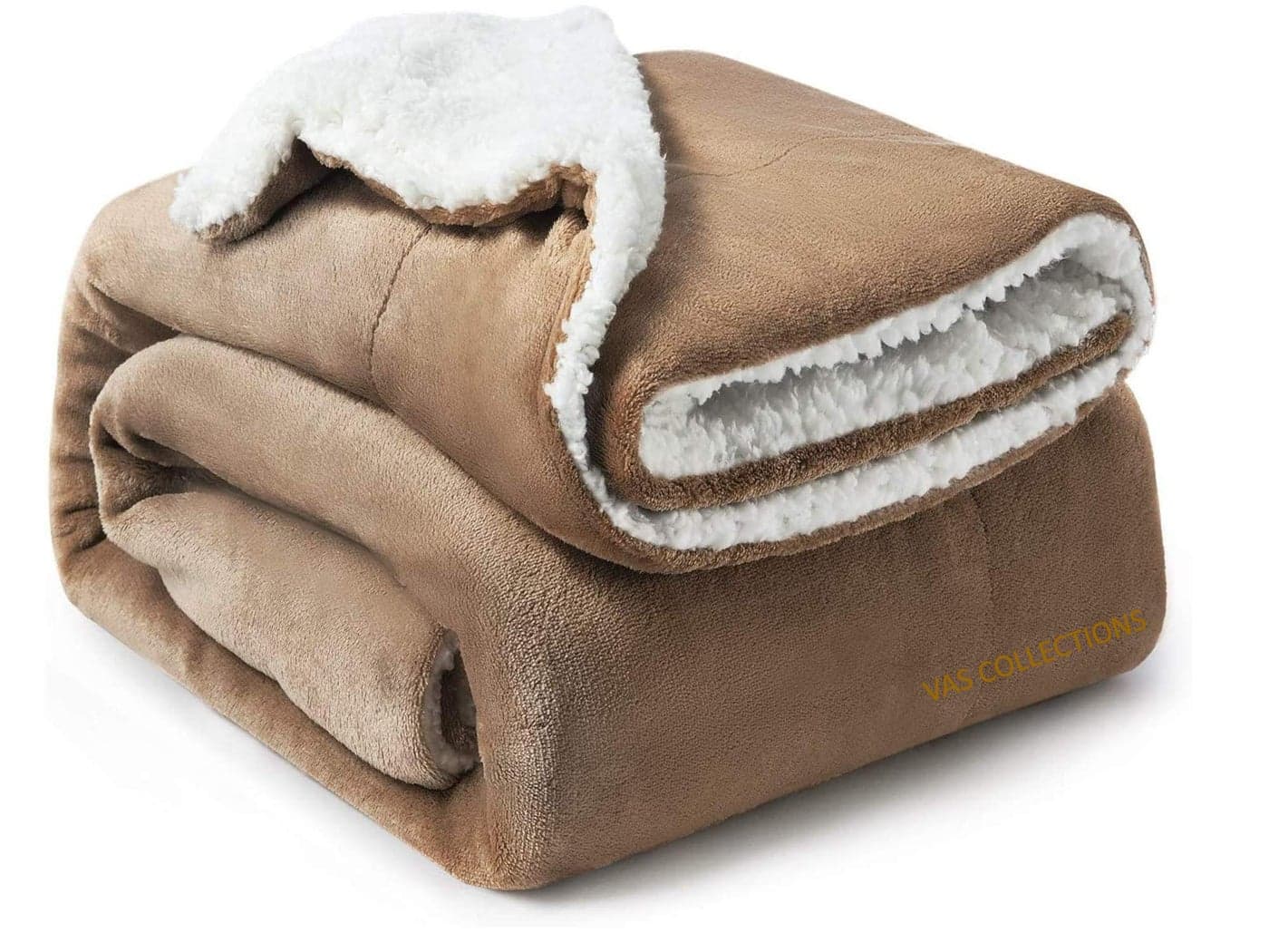 VAS COLLECTIONS Flannel Sherpa Baby Blanket | 2-Layer Soft & Fluffy AC Blanket | 250 GSM, 800 g Lightweight All-Season Wrapping Sheet for Newborns (Baby Beige, 130 × 105 cm, 3–24 Months)