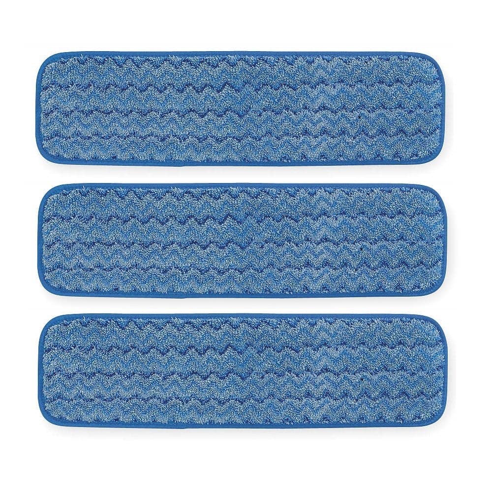 Rubbermaid Commercial FGQ41000BL00 Q410 HYGEN Microfiber Room Mop Pad Damp SingleSided 18Inch Blue Pack of 3