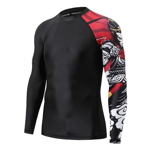 Men's Swim Shirts Rash Guard UPF 50+ UV Sun Protection T-Shirt Quick Dry Fishing Beach T Shirts Wukong M