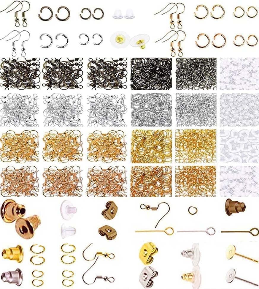 DIY Crafts 300 Grm, Multi Colour Mix, Earring Making Supplies Kit with Style Earring Hooks, Earring Backs, Earrings Posts and Earrin (300 Grm, Multi Colour Mix)
