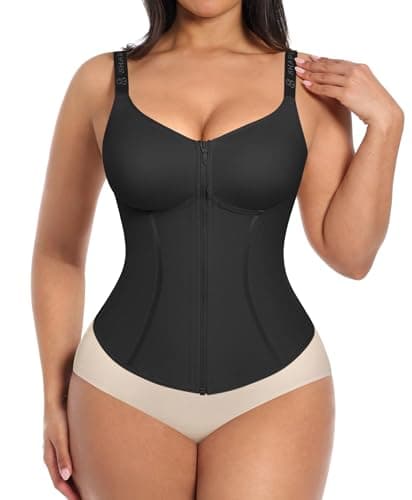SHAPELLX Corset Tops for Women Waist Trainer Tummy Control Shapewear Waist Cincher Body Shaper Fajas Colombianas Moldeadoras Black