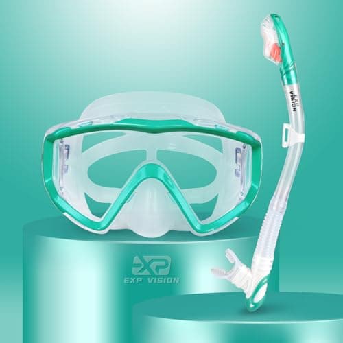 Snorkel Set Pano 3 Window Adult Snorkeling Gear Professional Snorkel Goggles AntiFog Diving Mask AntiLeak Swim Goggles and Dry Top Snorkel for Diving Snorkeling Swimming Aqua