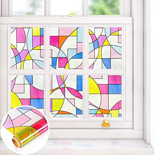 WALLTON Privacy Vinyl Frosted Window Film Glass Sticker Self-Adhesive Film Tint Wallpaper Opaque Sheet for Glass Privacy Cover Window, Door, Office, Home.| Anti-UV. (16x144 Inch, Moroccan)