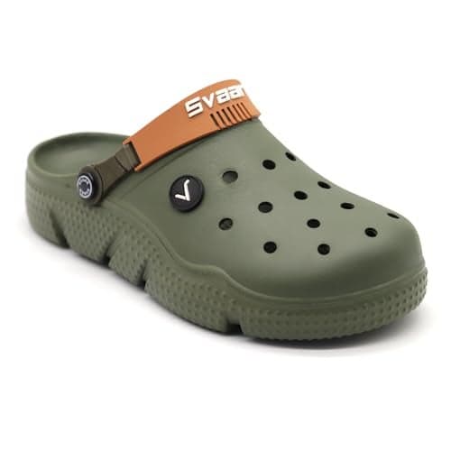 SVAAR Designer Clogs, Sandals With Adjustable Back Strap For Men Olive Green - 6 Uk
