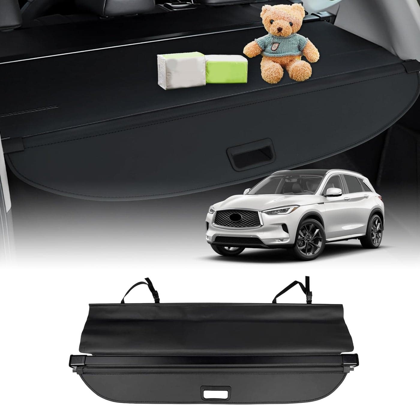 Powerty Cargo Cover for 20192025 Infiniti QX50 Retractable Trunk Cover Trunk Shielding Shade for QX50 Accessories Cargo Luggage Cover No Gap Not for QX55