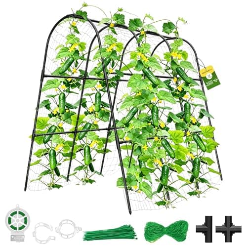 MQHUAYU Cucumber Trellis for Raised Bed,U-Shape Garden Trellis for Climbing Plants Outdoor, Metal Arch Vegetables Trellis, Plant Support for Vine (Black, 47.2" Lx21.6 WX47.2 H-Medium)