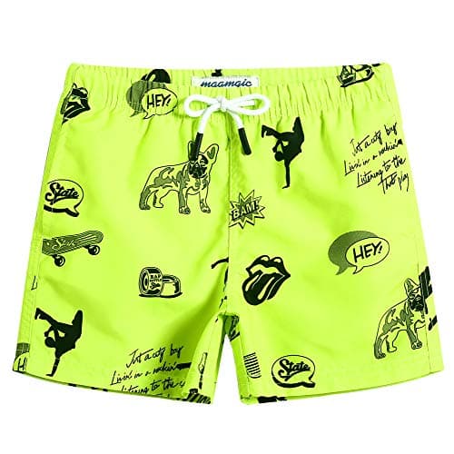 maamgic Boys Swim Trunks Toddler Swim Shorts Little Boys Bathing Suit Swimsuit Toddler Boy Swimwear,Fluorescent Green,10 T