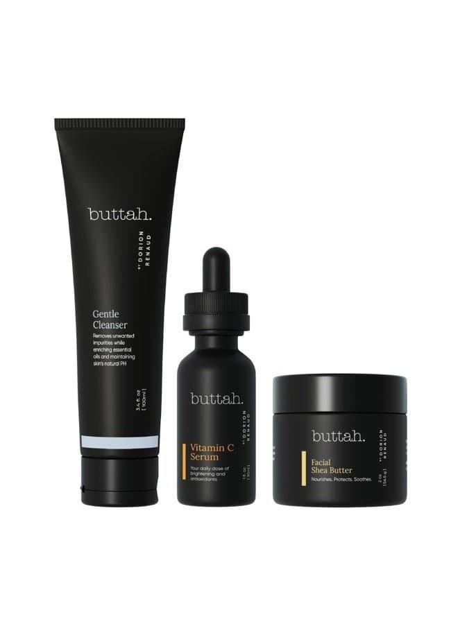Skin Complete Skin Kit for Melanin Rich Skin Facial Shea Butter 60ml Vitamin C Serum 30ml Facial Cleanser 100ml Organic & All Natural Skin Care Black Owned Skincare