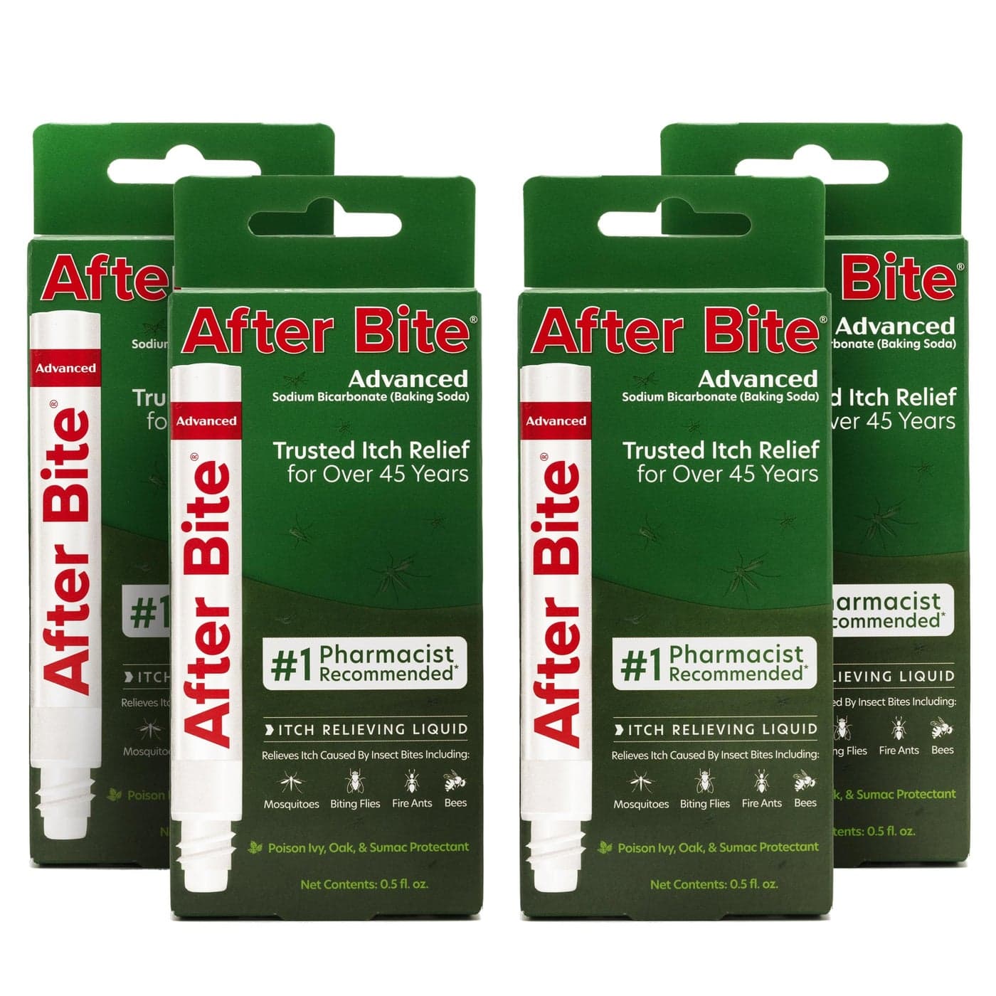 After Bite Advanced Formula - Itch Relief with Sodium Bicarbonate - Ideal for Mosquito & Fire Ant Bites, Bees & More - Portable Pen Applicator - 0.5 oz (4 Pack)