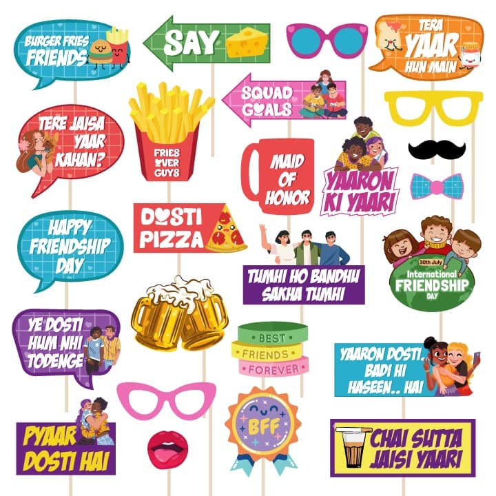 Festiko® Happy Friendship Day Photobooth Props, Decoration Supplies, Friend's Day Decoration Supplies