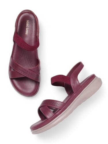 Marc Loire Women's Comfortable Slip on Casual Open Toe Flats Sandals (Maroon, UK Footwear Size System, Adult, Women, Numeric, Medium, 3)
