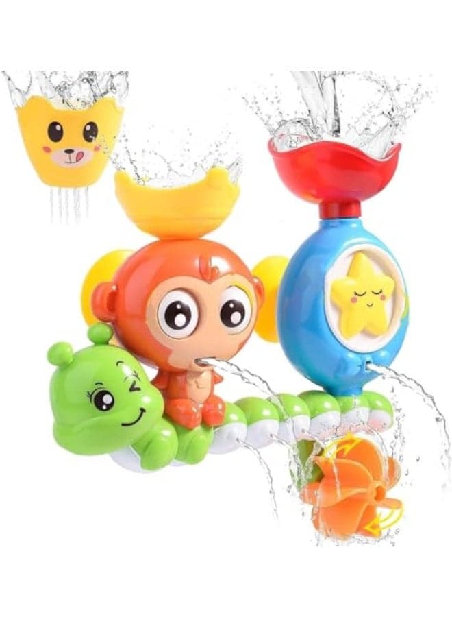 A children's bath toy, suitable for ages 2 to 5, featuring rotating gears and moving eyes, helps develop the senses during bath time. U Home children's bath toy.