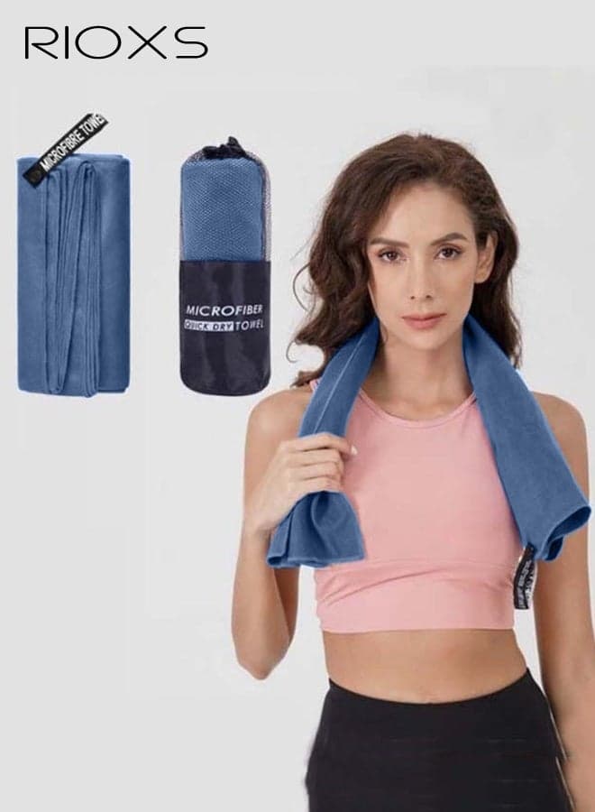 1 Piece Swim Towels, Double-sided Microfiber Towels, Quick Drying Compact Beach Towel, Lightweight Towels Large Bath Sheet Towel, Super Absorbent Sports Outdoor Swim Towels, Comfort Soft Camping Travel Towels for Hiking/ Backpacking/ Yoga/ Beach/ Swimming/ Pool, Navy Blue