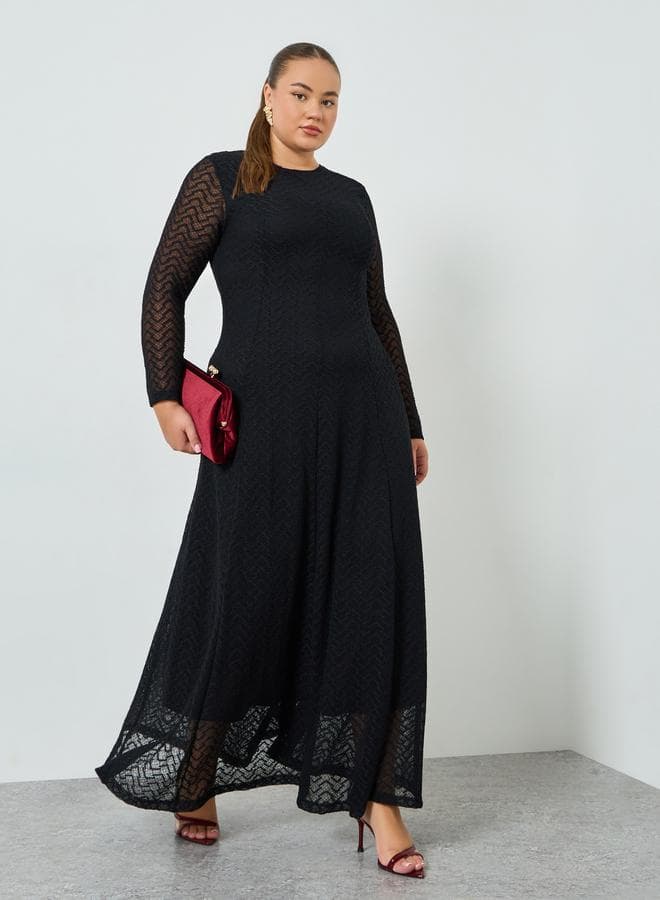 Plus Size Black Lace A-Line Maxi Dress