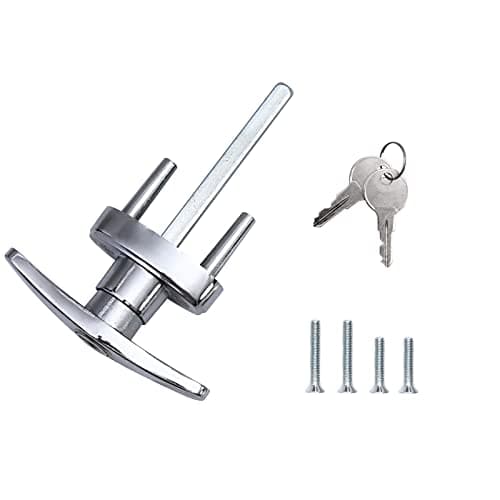 Wedelweib Garage Doors T Handle Lock with 2 Keys and 2 Set mounting Bolts Replacement for Garage Door Locking T Handle Fits 1-3/8" Through 2" Thick Doors(Random Keyed)