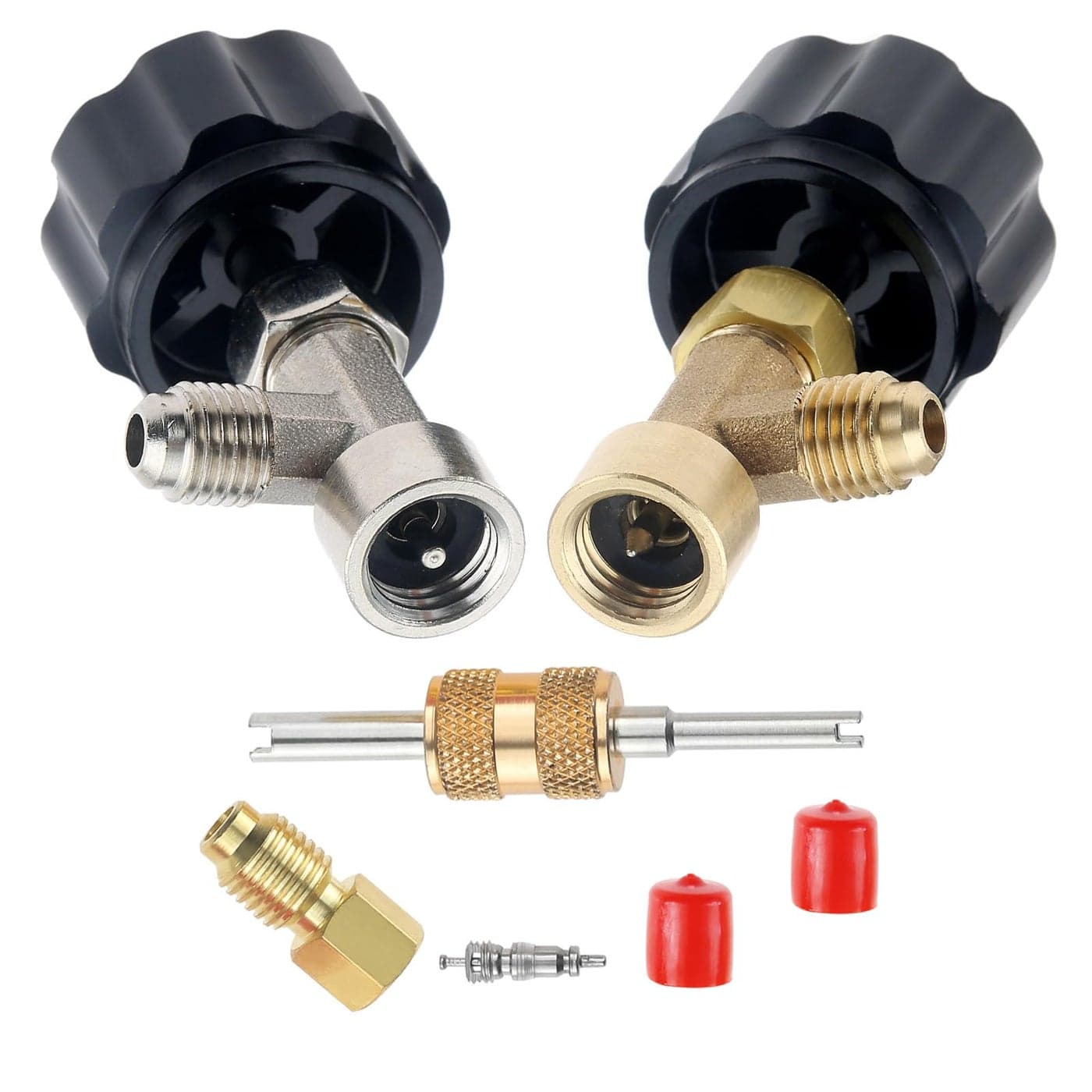SURIEEN R134A Can Tap R134A SelfSealing and Puncture Style Refrigerant Can Tap Valves with Refrigerant Tank Adapters for Automotive Air Conditioning Systems Refilling Black