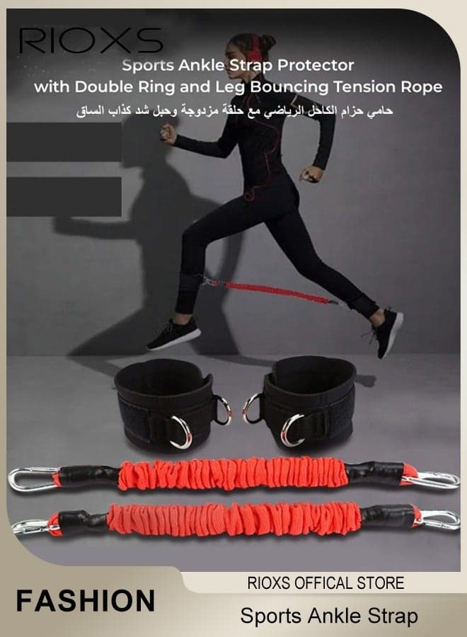 Unisex 2-Piece Sports Exercise Bands, with Double-Ring Design and Leg Elastic Straps, Suitable for Men's and Women's Weightlifting and Fitness Training, Men's Weightlifting Ankle Support, Women's Fitness Ankle Support
