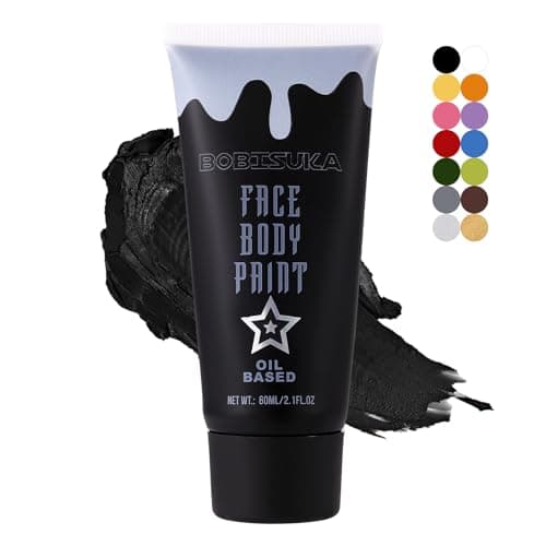 Black Face Paint Blendable Cream Body Painting Kit Eye Black for Sports Baseball Softball Football Facepaint for Skull Joker Vampire Halloween Skeleton Cosplay Costume Parties 21fl oz 60ml
