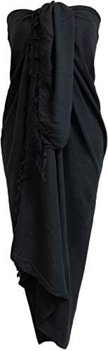 Sarong Wrap From Bali Your Choice of Design Beach Cover Up (Black), OneSize.