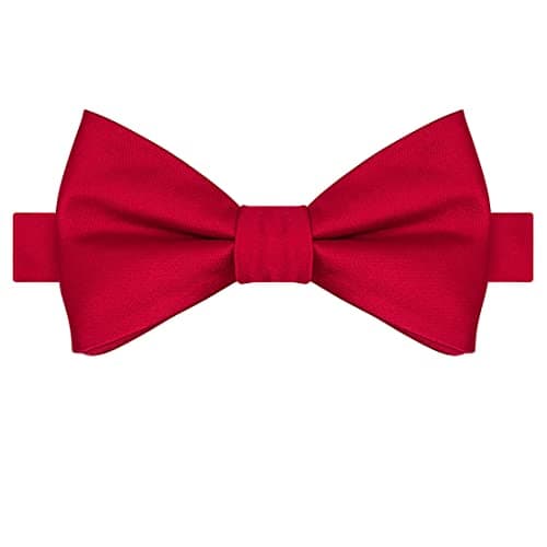 KissTies Kids Bow Tie Scarlet Red Satin Bowtie For Kids Boys Bows + Gift Box