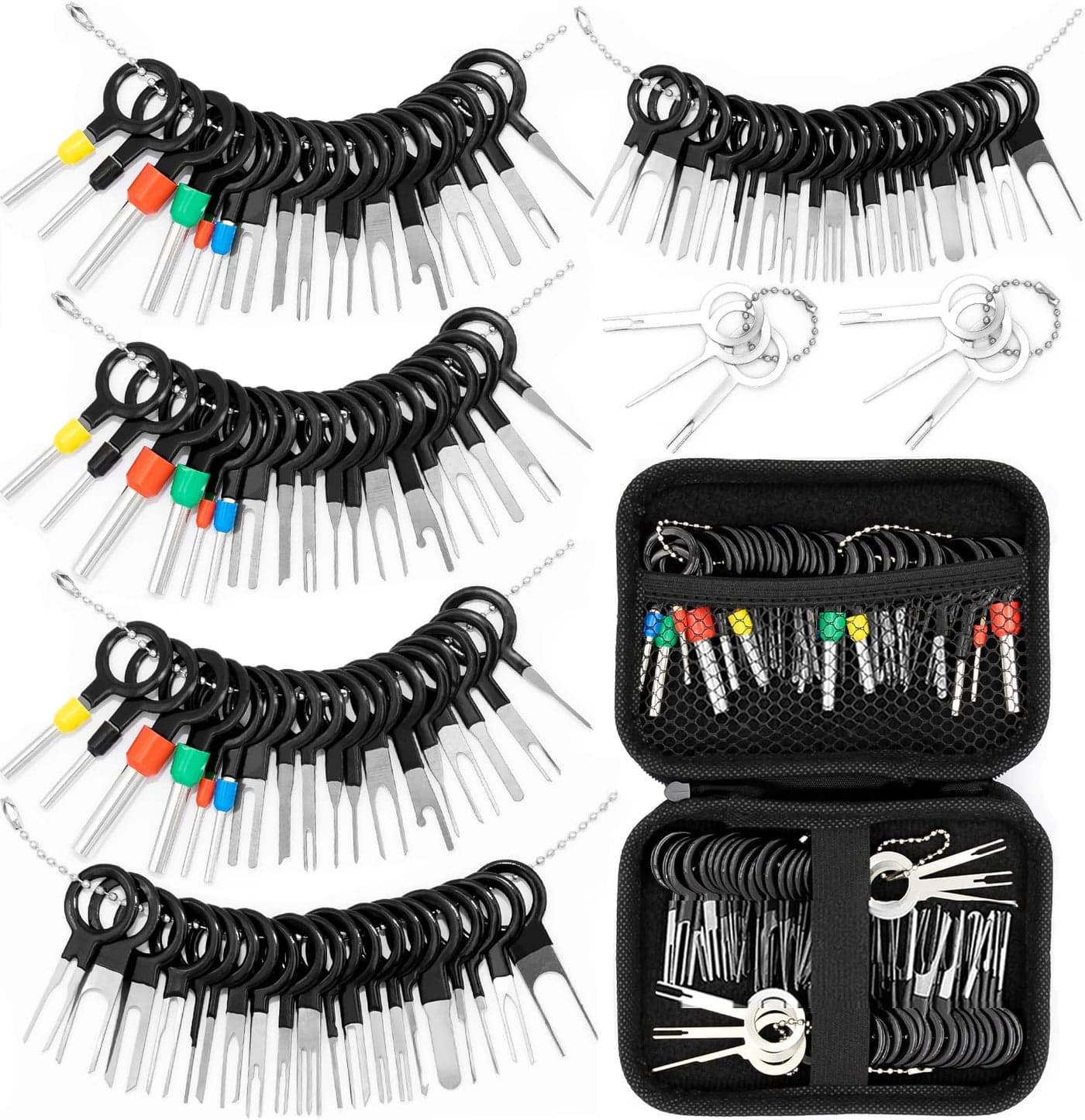 Vignee 60pcs Terminal Removal Tool kit,Pins Terminals Puller Repair Tools for Car Pin Extractor Electrical Wiring Crimp Connectors,Key Extractor Depinning Tool Set