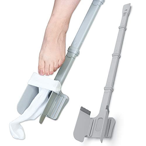 Sock Ox by Easy To Use Products, adjustable sock aid device for seniors, not for compression socks, travel-friendly for elderly with built-in shoe horn, up to 36 inches in length