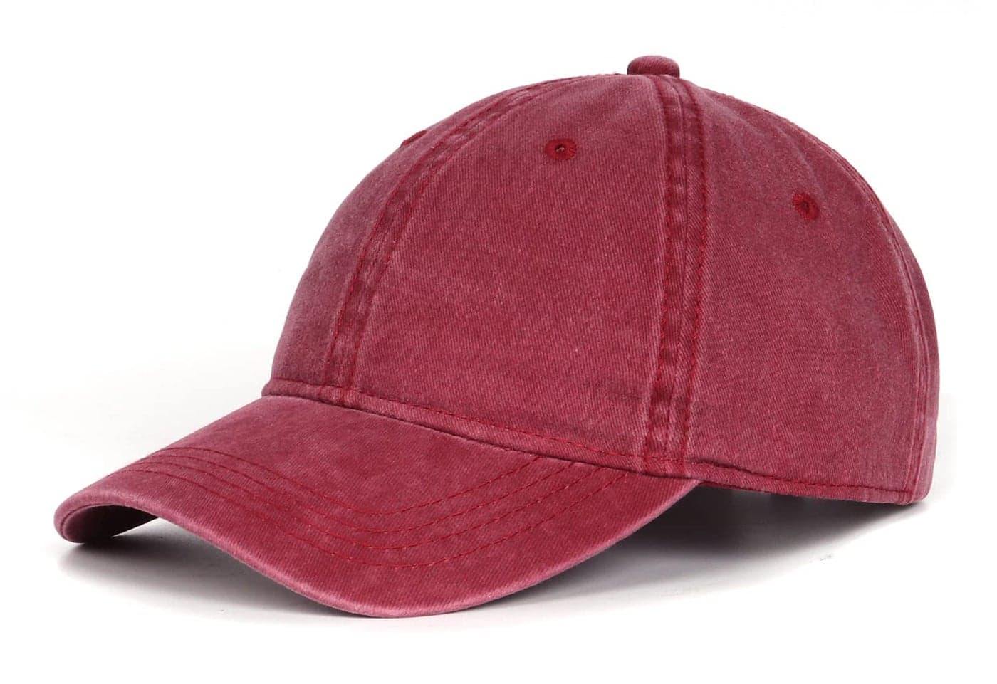 Zylioo XXL Washed Pigment Dyed Baseball Cap,Oversized Adjustable Hiking Cap,Running Hats for Big Heads 23.5"-25.5" Wine Red
