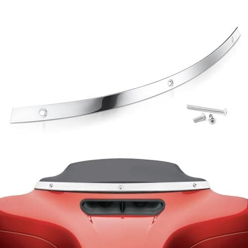 Amazicha Polished Chrome Windshield Trim Stainless Windscreen Trim Batwing Motorcycle Windshield Trim Fit for Harley Davidson Touring Street Glide Electra Glide Ultra Limited Tri Glide 2014-2024