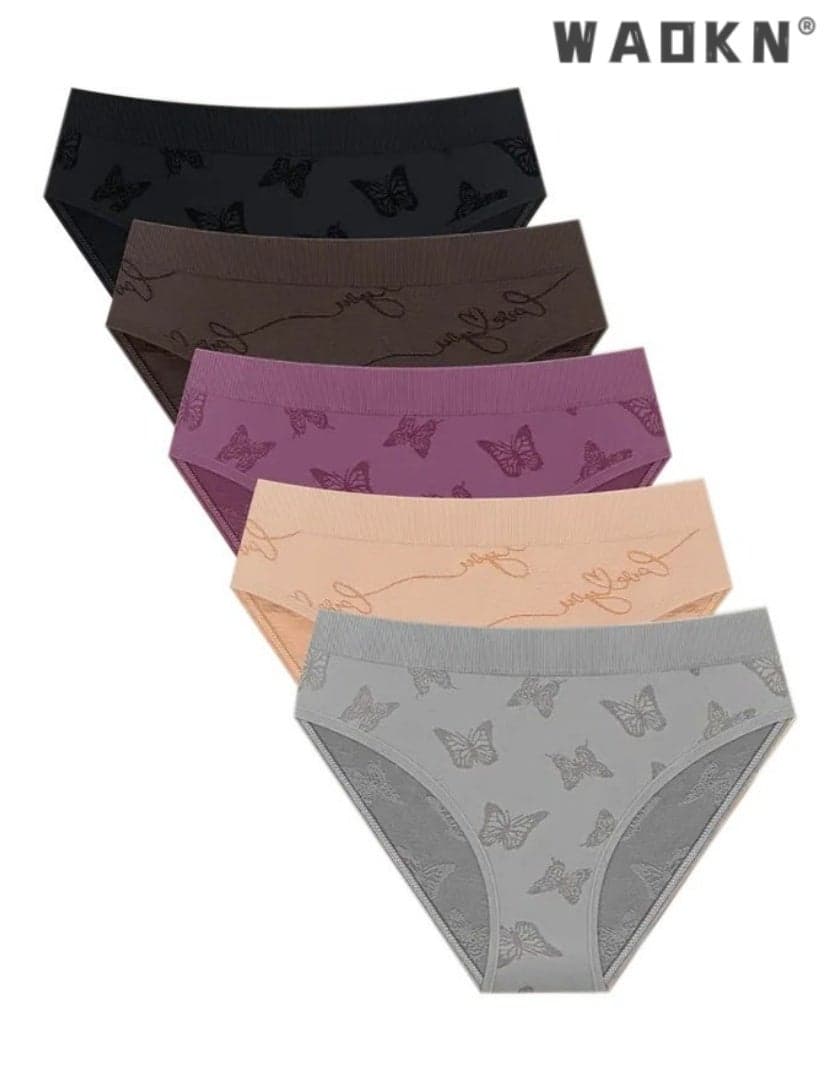 5-pack Butterfly Dark Pattern Triangle Pants,Hip lifting Breathable and Traceless Underwear, Cotton Bikini Breathable Panties,Fashionable Ladies PantiesTight Waist and Hip Lifting, Seamless Low Waist