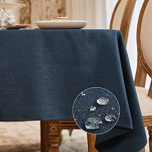 BALCONY FALCON Rectangle Tablecloth Washable Wrinkle Resistant and Water Proof Table Cloth Decorative Linen Fabric Tablecloths for Dining Parties Kitchen Wedding and Outdoor Use Navy Blue 57x118